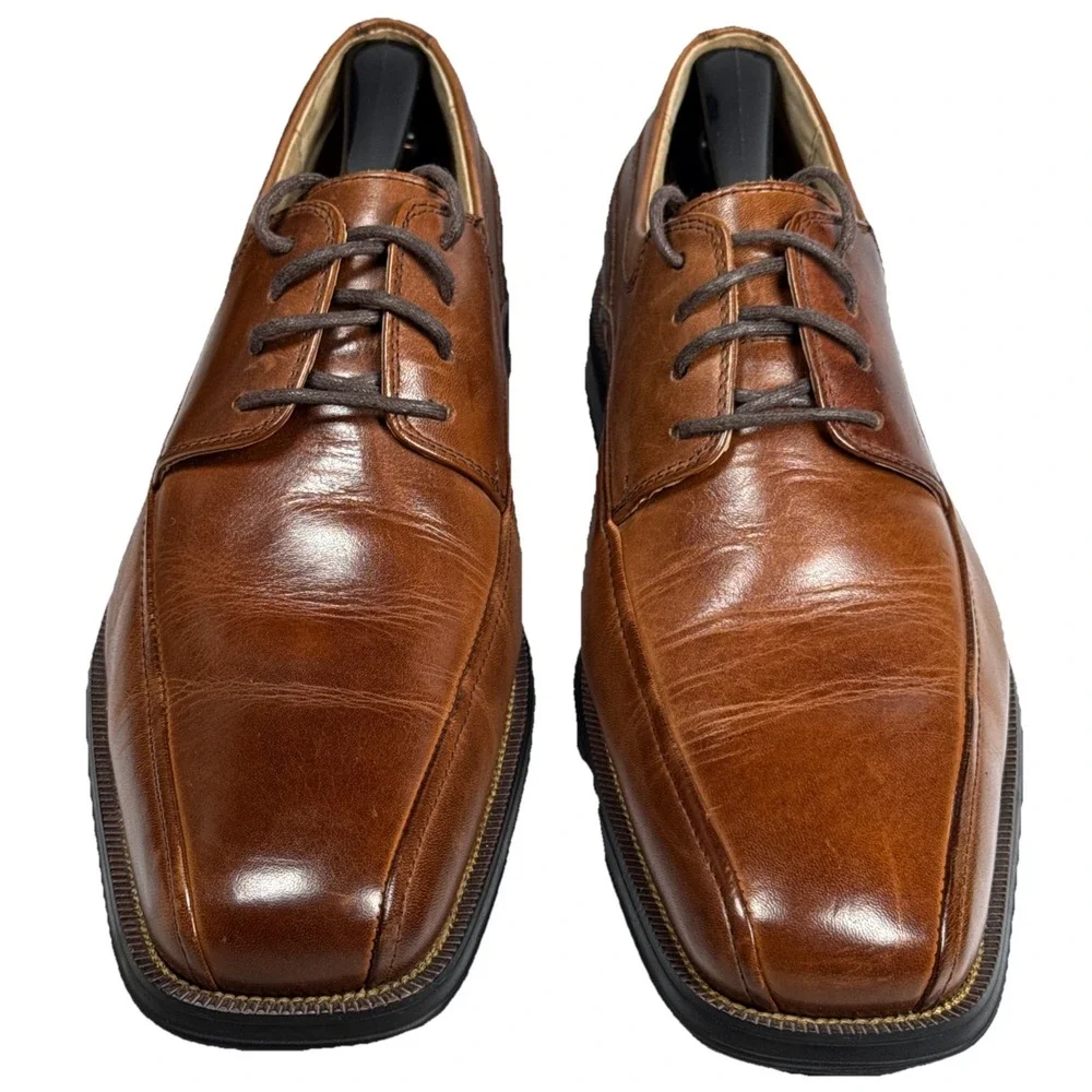 Florsheim Men's Curtis Sz 9D Bike Toe‎ Lace Up Brown Shoes 14068-200